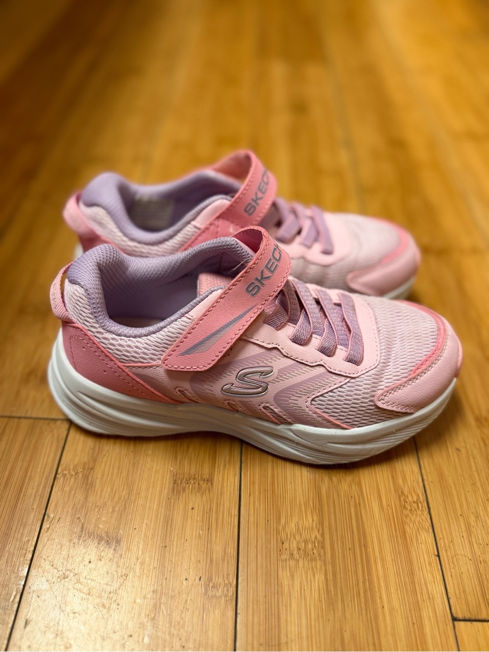 Skechers Little Girls Pink Athletic Sneakers with White Sole